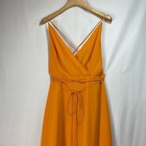 🦅 nwt ASOS orange crisscross back full length maxi chiffon dress